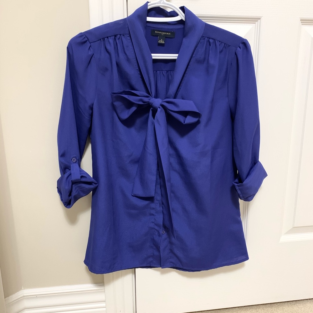 Violet bow tie blouse
